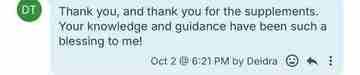 Client testimonial shared with The Detox Warrior 28