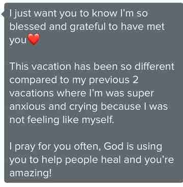 Client testimonial shared with The Detox Warrior 17