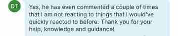 Client testimonial shared with The Detox Warrior 23